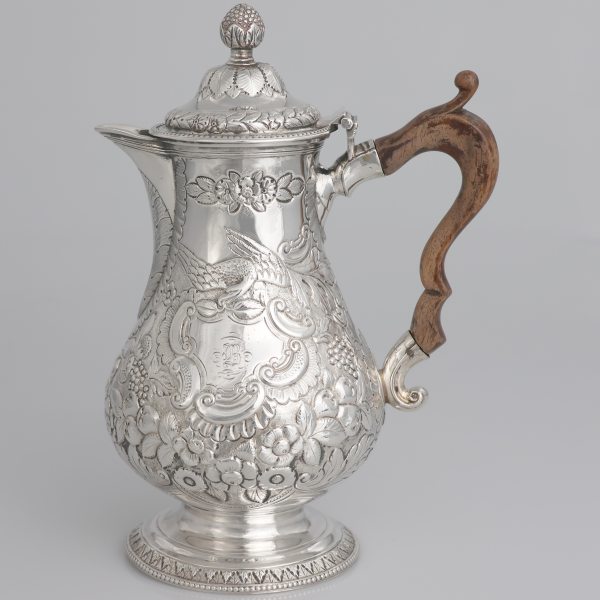 An English sterling silver coffee pot, 19th century