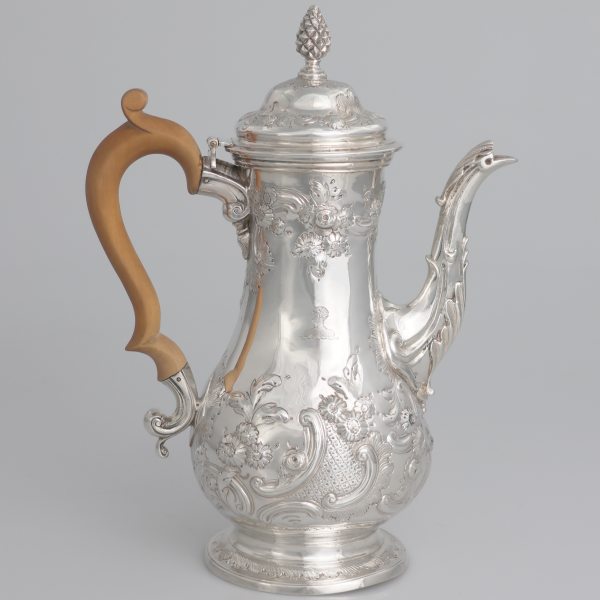 Caffettiera in argento sterling Giorgio III, William Cripps, Londra, 1762