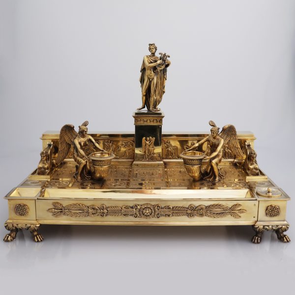 A French sterling silver-gilt inkstand, Talleyrand pattern, Odiot a Paris, Paris, after 1956