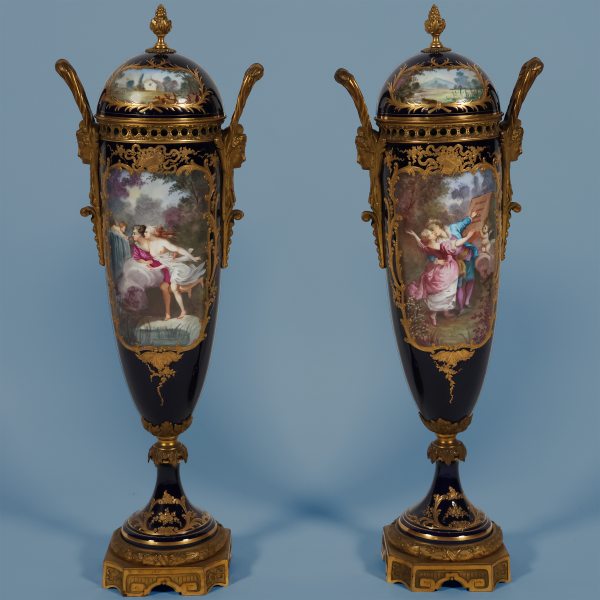 A French pair of vases, gilt-bronze mounted. Signed H. Poitevin. Late 19th century