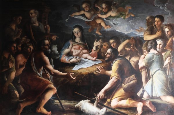 Girolamo Troppa attr., Adoration of the shepherds; oil on canvas