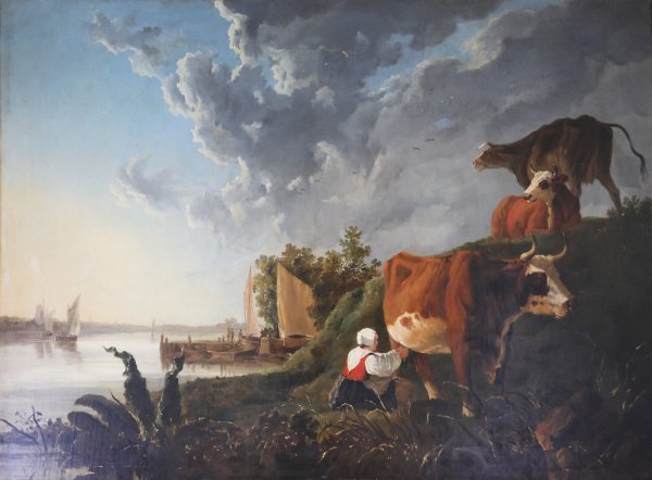 Hendrik Van de Sande Bakhuyzen attr.; Herd grazing, oil on canvas