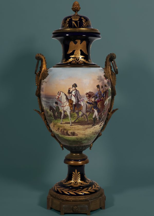 A French large Napoleon vase. Signed H. Desprez, Sèvres. Late 19th century