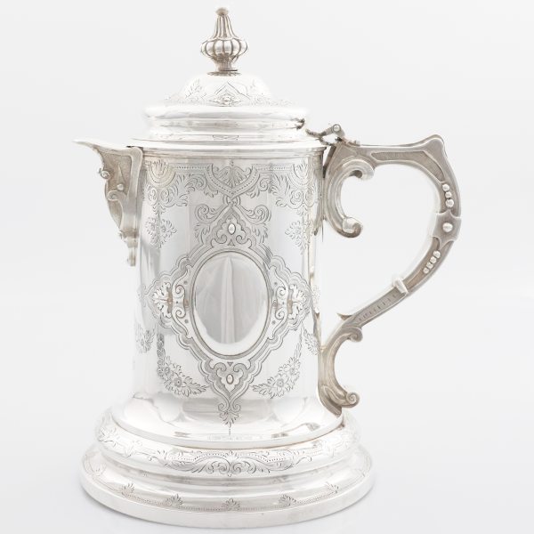 A Victorian sterling silver pitcher with cover, Samuel Smily Goldsmiths Alliance, London, 1868