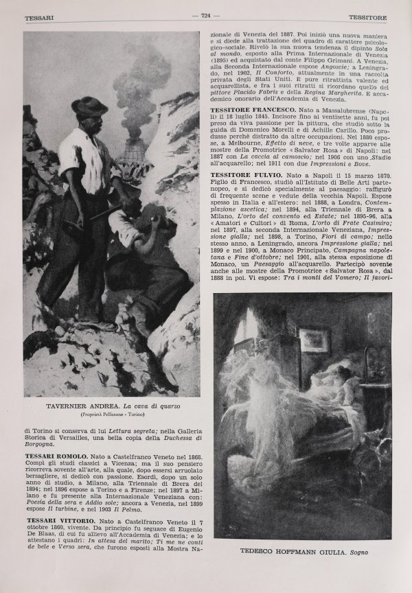 Comanducci A. M., I Pittori italiani dell’Ottocento. Dizionario critico e documentario, Milano, Casa editrice artisti d’Italia S. A., 1934 XII, p. 724